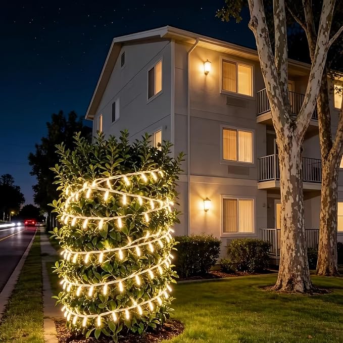 LUCKY SHINE 200 Clear Warm Christmas Lights, UL Certified and Commercial Grade 2 Sets100 Light with White Wire 66 Ft, for Indoor and Outdoor Party, Patio, Trees, Garden.