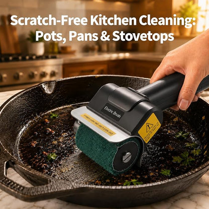 Electric Grill Brush for Outdoor, Rechargeable Cordless BBQ Grill Cleaner, 1100RPM Power Grill Cleaning Brush with 1 Brush Head & 2 Scouring Pad, Gifts for Men Dad