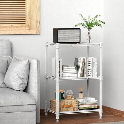 M MZG 450 lbs Wire Storage Shelving 3-Tier Utility Shelving Unit Steel Organizer Wire Rack for Home,Kitchen,Office,White (11.8" D x 17.7" W x 26.4" H)