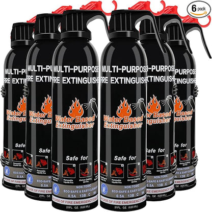 Fire Extinguisher for Home, 6 Pack Vehicle Fire Extinguishers with Mount, Portable Fire Extinguisher Effective on A, B, C, K Fires, Water-Based Extinguisher for Car Boat Office Truck Kitchen Garage RV