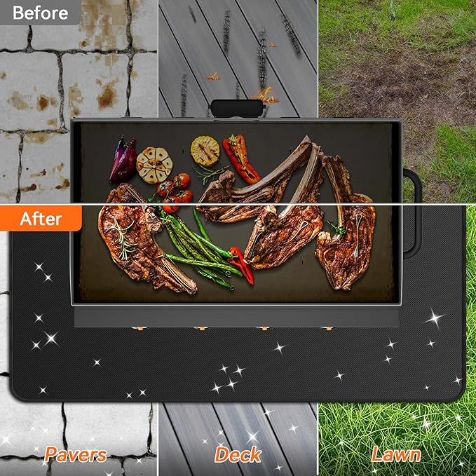 60x40 inches Large Under Grill Mats for Blackstone, Double-Sided Fireproof Outdoor Grill Protective Mat, Oilproof Waterproof BBQ Fire Pit Fireplace Mat