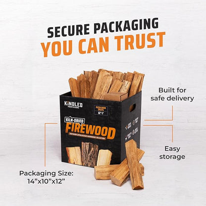 Kiln Dried Oak Wood by Kindled Provisions – Premium Firewood for Pizza Ovens, Indoor Pizza Oven, Pizza Stone, Solo Stove & Smoker Grill – Boxed Hardwood for Cooking, Grilling & Wood-Fired Flavor