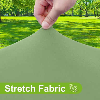 Smiry Round Spandex Tablecloth, Elastic Fitted Washable Tablecloths for 31"-35" Tables, Waterpoof Stretch Picnic Table Cover for Dining, Indoor and Outdoor, Sage Green