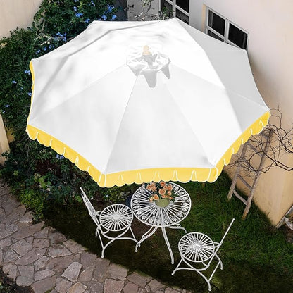 9Ft Elegant Valance Patio Umbrella, Outdoor Umbrellas for Patio with Auto-Tilt and Crank Systerm, Table Umbrella for Outdoors, Poolside,Beach, Backyard