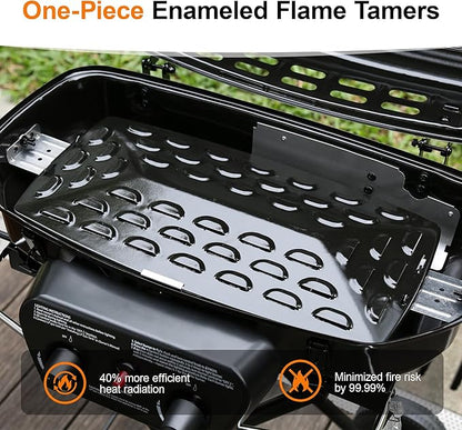 Brand-Man Portable Propane Gas Grill with Folding Cart and Push-Button Ignition, Standup Design for Camping, Tailgating, Backyard BBQ, Patio, Outdoor Cooking (Black)
