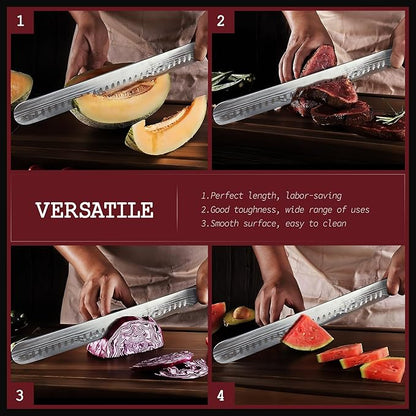 YFWOOD 12 Inch Brisket Knife – Professional BBQ Slicing Knife for Meat Carving, Razor Sharp German Steel, Full Tang, Ergonomic Handle, Perfect for Beef Brisket, Prime Rib, Roast