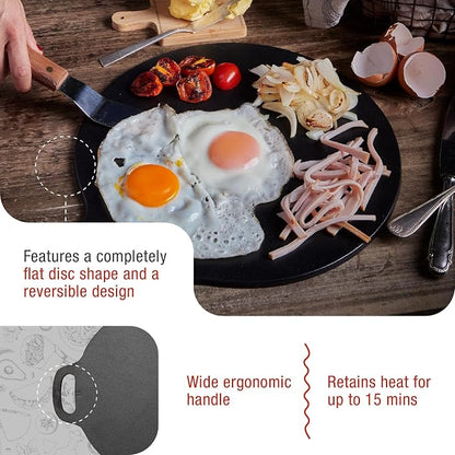 Victoria 15-Inch Cast Iron Tawa Dosa Pan, Pizza Pan with a Loop Handle, Crepe Tawa Preseasoned with Flaxseed Oil, Made in Colombia