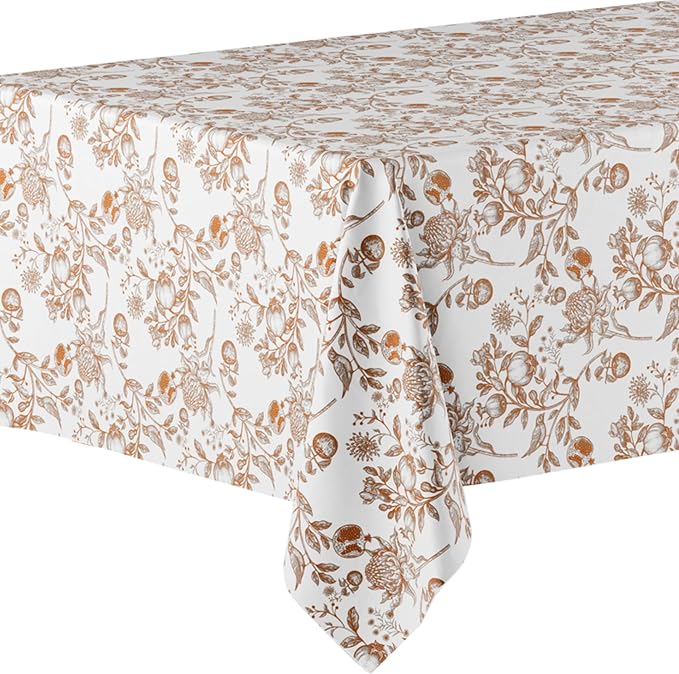 Exquisite 66% Thicker Floral Plastic Tablecloth Rectangle 54x108 Inch 6 Pack - Pomegranate Disposable Summer Table Cloth Tea Party Decorations - Fruit Print Table Cover Bridal Shower Wedding Fall