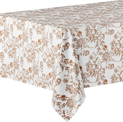 Exquisite 66% Thicker Floral Plastic Tablecloth Rectangle 54x108 Inch 6 Pack - Pomegranate Disposable Summer Table Cloth Tea Party Decorations - Fruit Print Table Cover Bridal Shower Wedding Fall