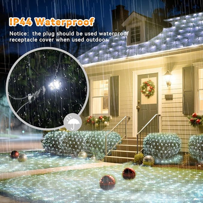 LitHome 21FT x 5FT Christmas Net Lights Outdoor Mesh Lights Connectable | 8 Modes 360 LED Cool White Net Light Green Wire, Waterproof Giant Christmas Mesh Light for Bushes Garden Yard Party Decor