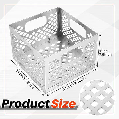 Pasimy Charcoal Basket, Stainless Steel Charcoal Fire Basket for Offset Smoker, 12 x 12 x 7.5'' Grill Accessories for Smoker BBQ Grill Accessories