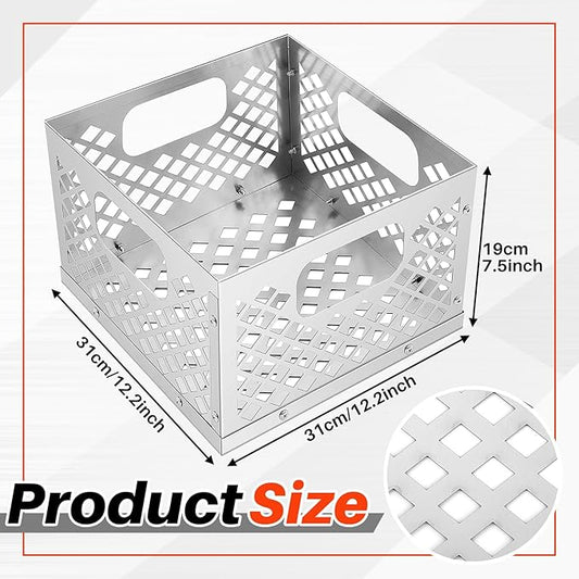 Pasimy Charcoal Basket, Stainless Steel Charcoal Fire Basket for Offset Smoker, 12 x 12 x 7.5'' Grill Accessories for Smoker BBQ Grill Accessories