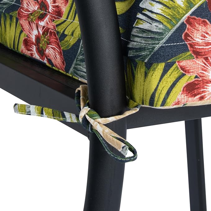 Magpie Fabrics Indoor Outdoor Cushion Cover Replacement 2 Pack, NO Insert! Water Repellent Slipcover with Ties Decor for Patio Garden Chair Sofa Bench Wicker(Midnight Floral, 24x24x4 Inch)