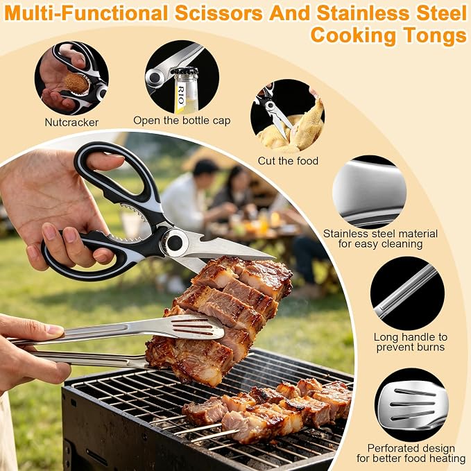 Camping Utensil Set 18 Pcs, Camping Cooking Set with Storage Bag | Lightweight & Durable Kitchen Set for Travel, Picnics, BBQ, Party, Outdoor Hiking