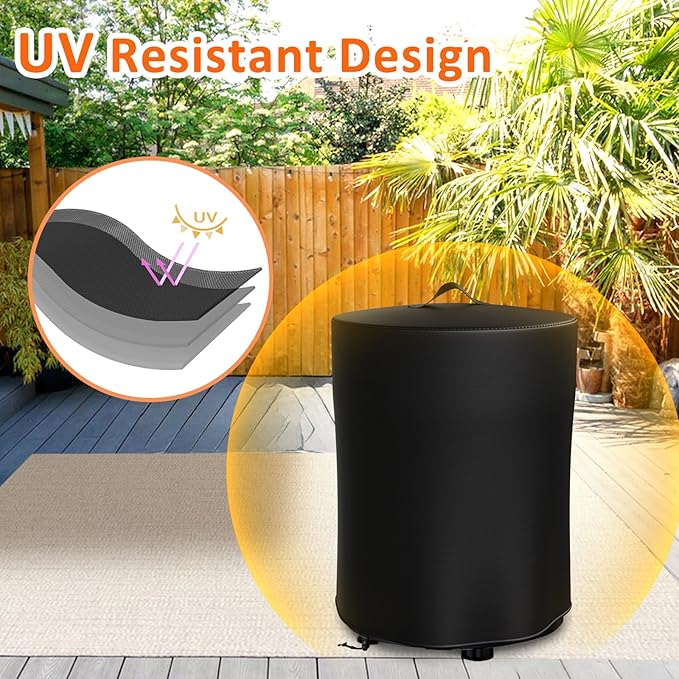 Fire Pit Cover for Ninja Fireside360 Outdoor Heater & Fire Pit, 23"Dia x 27"H 600D Waterproof Cover with Handle & Drawstring, Elevation Shelter for Ninja Firepit, Weather-Resistant Protector