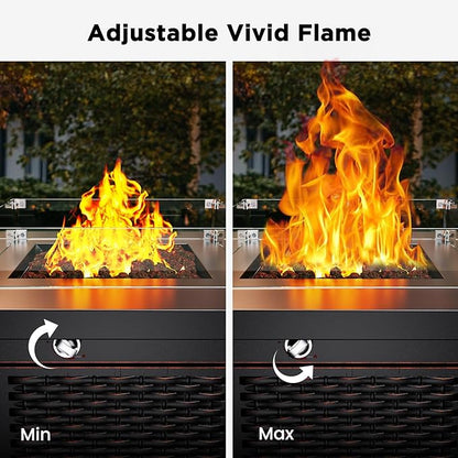 Ciays Propane Fire Pit, 28″ Outdoor Gas Fire Pit, 50,000 BTU Steel Fire Table with Glass Wind Guard, Lid & Lava Rock, Add Warmth and Ambience to Gatherings On Patio Deck Garden (2 Packages)