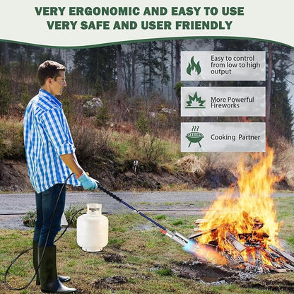 ARTFLAMM Propane Torch Weed Burner Kit with Storage Bag, Torch Gun for Outside with 10 FT Hose, Self Igniter Weed Flame Torch for Fire Pit, Roofing, Melting Snow and Ice