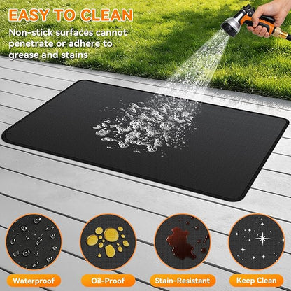 Under Grill Mats for Blackstone - 72 x 39 Inch BBQ Mats for Outdoor Grill Deck Protector, Double-Sided Fireproof Oil-Proof Waterproof Griddle Floor Mat for Outdoor Grilling, Easy to Clean