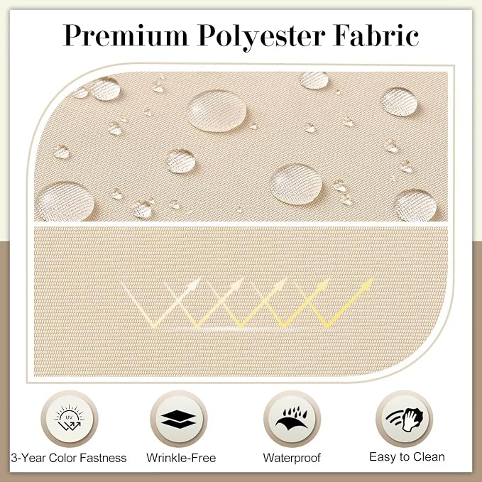 Cozyide Outdoor Chair Cushions, Waterproof Patio Seat Cushions with Adjustable Straps, Square Corner Patio Chair Cushions for Garden, Beige, 18.5x16x3 Inch (Pack of 4)