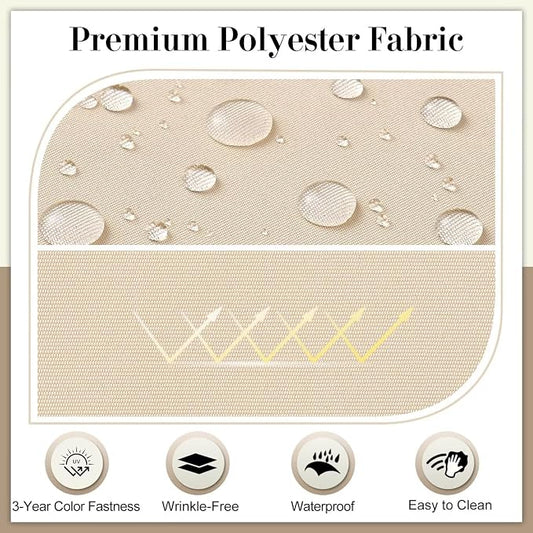 Cozyide Outdoor Chair Cushions, Waterproof Patio Seat Cushions with Adjustable Straps, Round Corner Patio Chair Cushions for Garden, Beige, 17x16x2 Inch (Pack of 2)