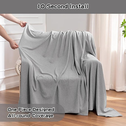 MEETSKY Small Couch Cover Oversized Armchair Sofa Covers Washable for Dogs Single Recliner Sofa Slipcover, Cat Scratch Proof Soft Sofa Throw Protector for Pets, 71" x 91", Light Grey