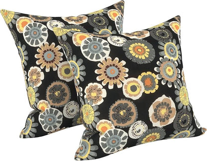 LVTXIII Outdoor Pillow Covers 20x20 Inch, 2 Pack Large Square Throw Pillow Cases, Fade-Resistant Cushion Covers for Patio Furniture Sofa, Garden Porch, Black Yellow Crosby