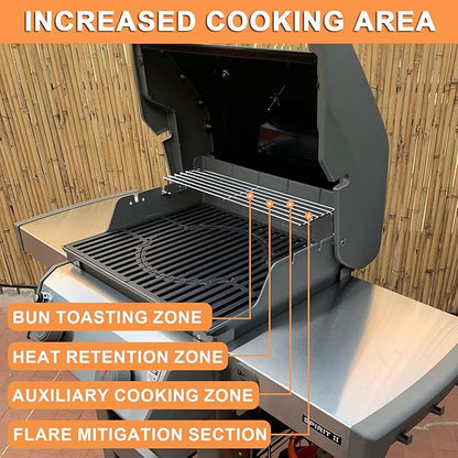67026 Warming Rack for Weber GS4 Spirit 2 Grill Parts Spirit II E210 S210 E215 E220 S220, Replacement Parts for Weber Spirit II 2 Burner Grills Accessories with Up Front Control Stainless Steel