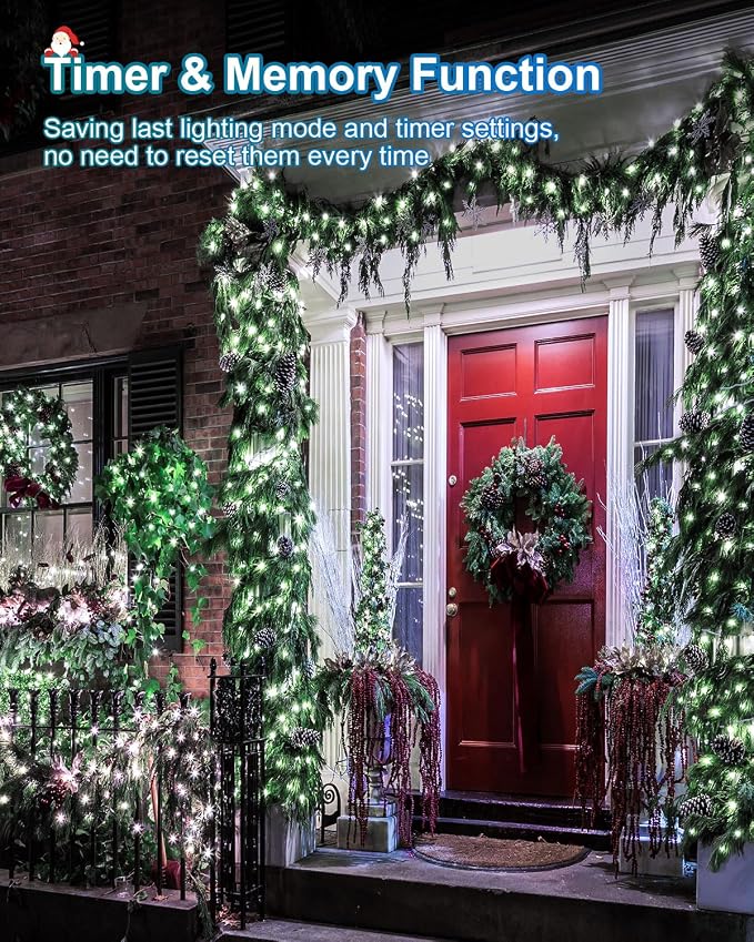 552FT 1400 LED Christmas Lights, Extra Long Outdoor String Lights Waterproof, Timer & Memory, 8 Modes Dimmable Plug in Fairy for Outside Tree Wedding Patry Cool White