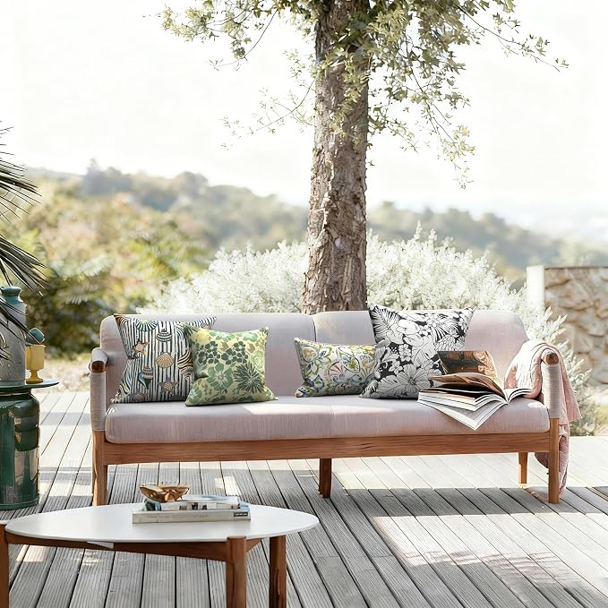 LVTXIII 2 Pack Outdoor Pillow Covers ONLY 18x18 Inch, Water-Repellent Square Decorative Cushion Covers for Patio Furniture, Garden, Sofa, Cabana Shells