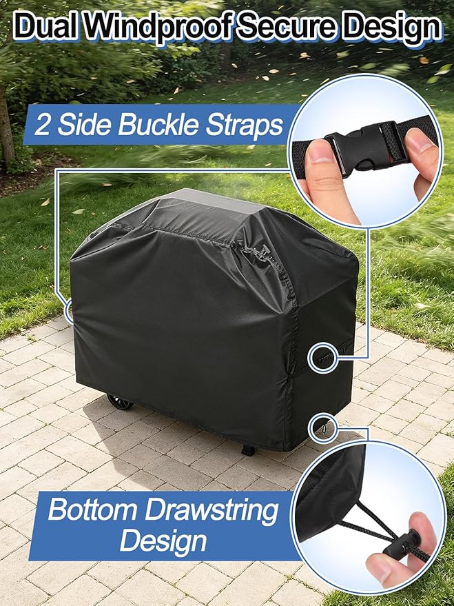PAMASE 65in BBQ Cover fits Most 3-5 Burner Gas Grills - Waterproof Gas Cover for Outdoor Grill, UV Fade & Rip Resistant, Compatible with Weber Genesis, Camp Chef, Nexgrill, Char-Broil