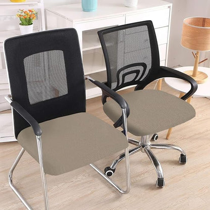 Smiry Office Computer Chair Seat Covers for Desk, Anti-dust Protector | Stretch Jacquard Removable Washable Desk Chair Seat Cushion Protectors, Taupe