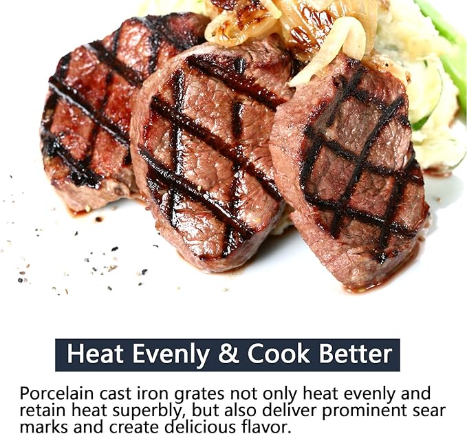 Hongso 18 3/16" x 9 1/4" Porcelain-Enameled Grill Grates 463675517 for CharBroil Signature 2 Burners, 4 Burners 463277017 463245017 Models, Cooking Grids G470-0002-W1, 2 Packs
