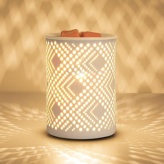 PALANCHY Wax Melt Warmer Ceramic Oil Burner Electric Candle Wax Warmer Burner Melter Fragrance Warmer for Home Office 2 Bulbs Included Gift Box Packaged (Ceramic Diamond) | Ceramic Build Wax Melter With 2 Bulbs 25W & Removable Dish. Oil Warmer Wax Burn...