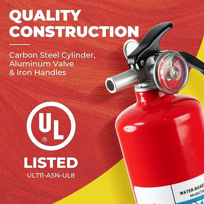Safewayfire 2.5 lb Class ABCK Water-Based Fire Extinguisher, 2 Pack, UL Certified Safety for Kitchen, Residential, Vehicle