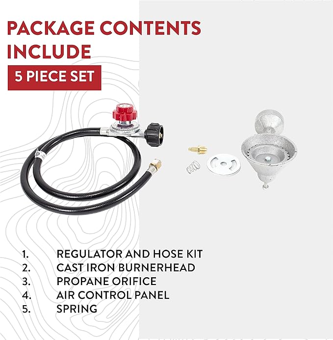 GasOne 50200+2109 High Pressure Cast-Iron Round Burner Head with Brass Fitting O, Regulator & Hose
