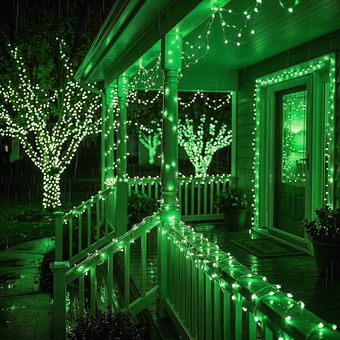 Solar String Lights 2 Pack Total 66FT 200LED Solar Fairy Lights Outdoor Waterproof 8 Lighting Modes Twinkle Lights for Patio, Garden Yard Party Wedding Tree Christmas Halloween Decoration, Green