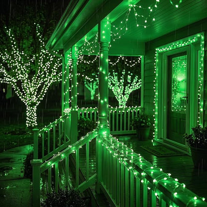 Solar String Lights 2 Pack Total 66FT 200LED Solar Fairy Lights Outdoor Waterproof 8 Lighting Modes Twinkle Lights for Patio, Garden Yard Party Wedding Tree Christmas Halloween Decoration, Green
