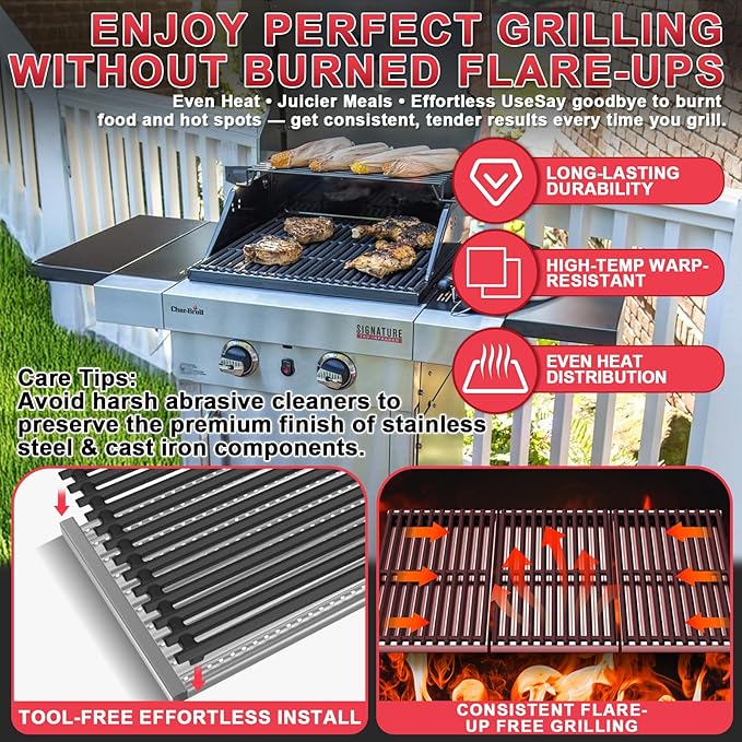 17 Inch Emitter Plates & Cooking Grates for Charbroil TRU-Infrared 463642316 463675016 466642416 463644220 463632320 463644220 463675016P1, Infrared Grill Grate for Charbroil G362-2100-W1,G369-0030-W1