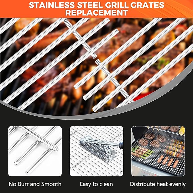 QuliMetal 18.75" SUS304 Grill Grates for Weber Genesis Ii 300 and II LX 300 Series Grills, Genesis 2 E&S 310 315 320 325 340, Replacement Parts for Weber 66095 66802 66805