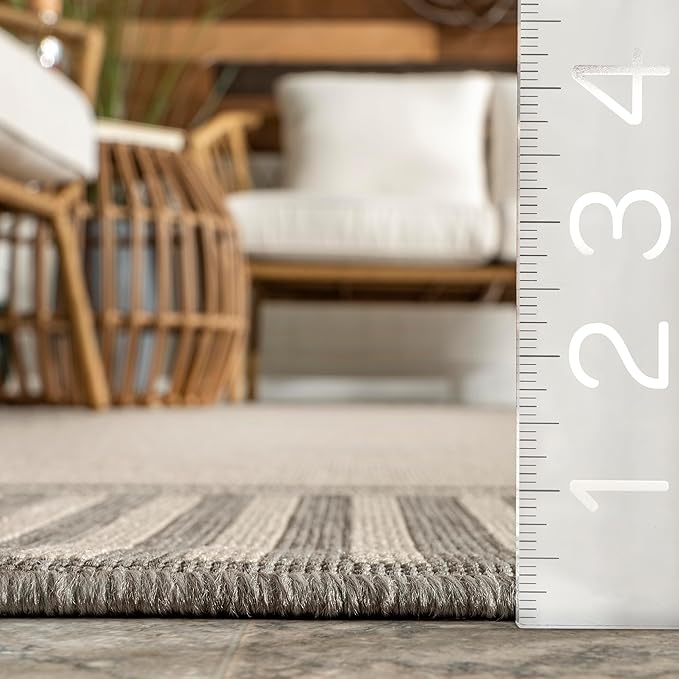 nuLOOM Asha Light Grey Bordered Indoor/Outdoor Area Rug, 4' x 6'