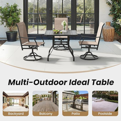 Patio Dining Table 35"x35", Square Outdoor Dining Table with 1.57" Umbrella Hole, Metal Outdoor Furniture for Patio, Graden, Backyard and Poolside, Weather-Resistant