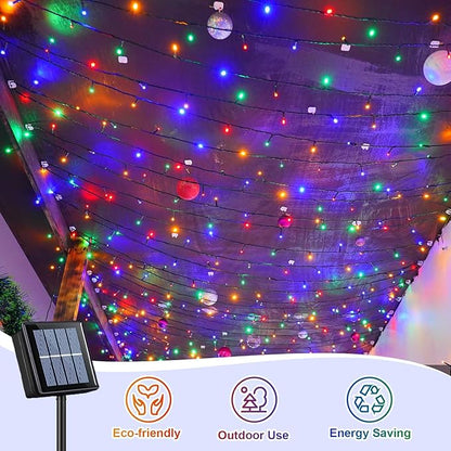 QITONG 2 Pack Multicolor Solar String Lights, Each 66ft 200 LED Solar Christmas Lights Outdoor Waterproof, 8 Modes Colored SolarTwinkle Lights for Outside
