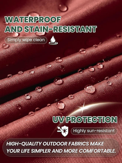 Outdoor Chair Cushion 18.5 x 16 x 4 Inches Patio Furniture Outdoor Waterproof Seat Cushion, Patio Chair Cushion with Handles and Ties, Square Dining Chair Cushion Set of 2, Burgundy