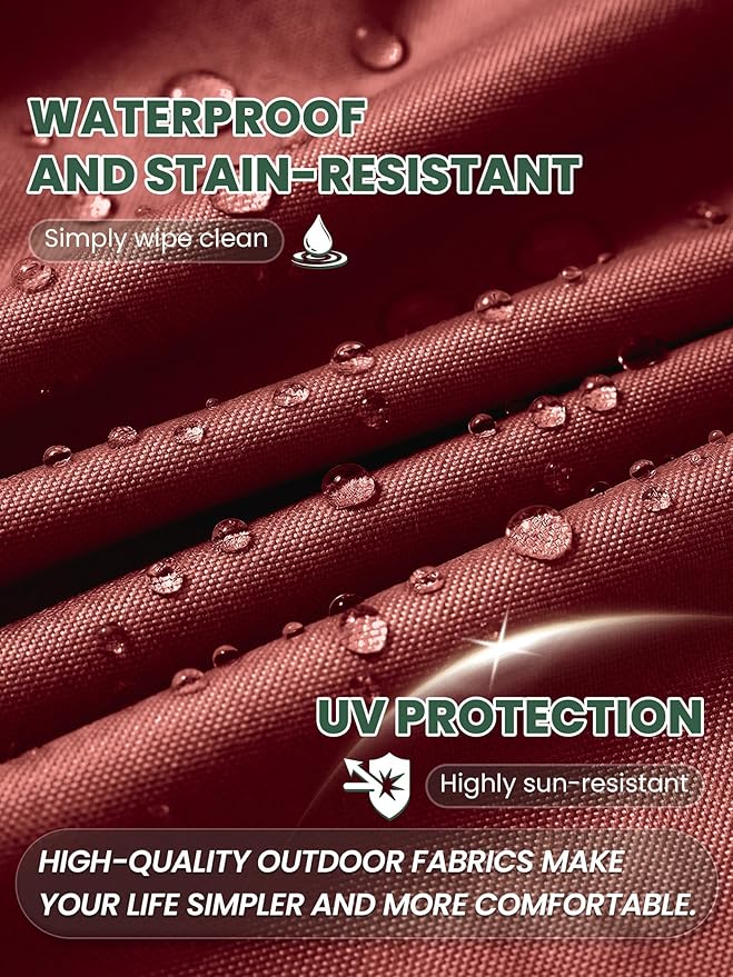 Outdoor Chair Cushion 22 x 22 x 4 Inches Patio Furniture Outdoor Waterproof Seat Cushion, Patio Chair Cushion with Handles and Ties, Square Dining Chair Cushion Set of 4, Burgundy