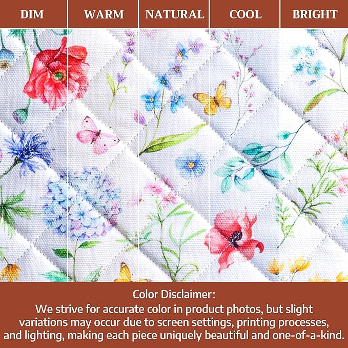 Maison d' Hermine Pot Holders 100% Cotton Heat Resistant Potholders 8" x 8" Hot Pads with Loop BBQ Cooking Baking Hotel Farmhouse Kitchen Handling Hot Pans Spring Summer (Pack of 1, Just Floral)