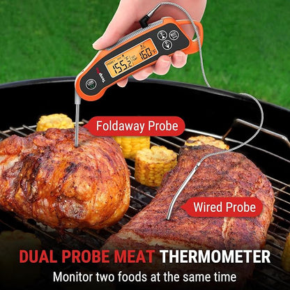 TempPro TempSwift 2 Probes Meat Thermometer Digital with 2 Display Channels | IP65 Waterproof Food Thermometer with 7 Target Temp Settings, instant read meat thermometer for Cooking BBQ Oven Smoker