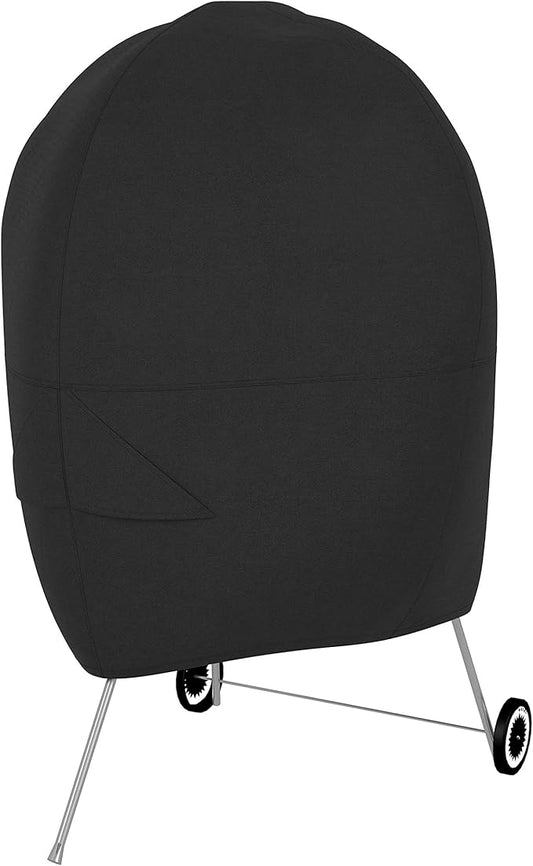 Amazon Basics Waterproof Weather Resistant Grill Cover for Outdoor Charcoal Kettle BBQ, All Weather Protection, Secure Straps, 28"L x 28"W x 38"H, Black