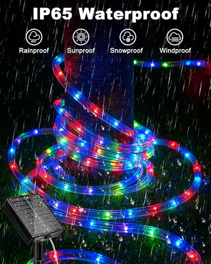 btfarm 2 Pack Solar Rope Lights Outdoor, 120LED 46FTSolar Trampoline String Lights Outdoor Waterproof, 8 Lighting Modes Tree Light Solar Powered for Garden Christmas Yard Party Decoration, Multicolor