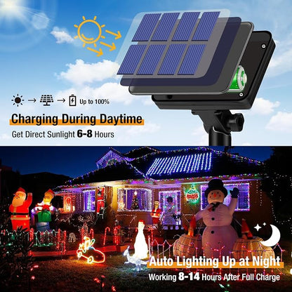 btfarm 4 Pack Solar String Lights Outdoor, Toltal 320LED 132FT Solar Fairy Lights Outside Waterproof 8 Modes, Copper Wire Solar Powered Twinkle Light for Tree Garden Christmas Wedding, Multicolor