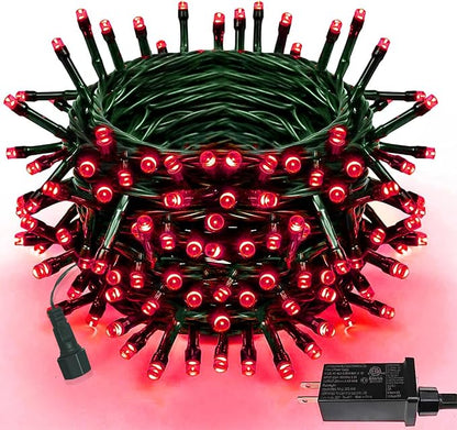 YIQU 75.8 FT 200 LED Extendable Red Christmas String Lights Indoor Outdoor | Memory Function & Timer & 8 Modes,Ultra Bright Green Wire Waterproof Twinkle Lights for Xmas Tree Yard Holiday Party Decor